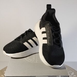 Z-028 Adidas Kids Black and White Mesh Sneakers